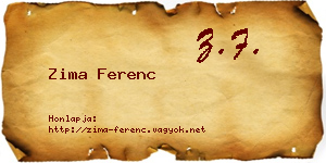 Zima Ferenc névjegykártya